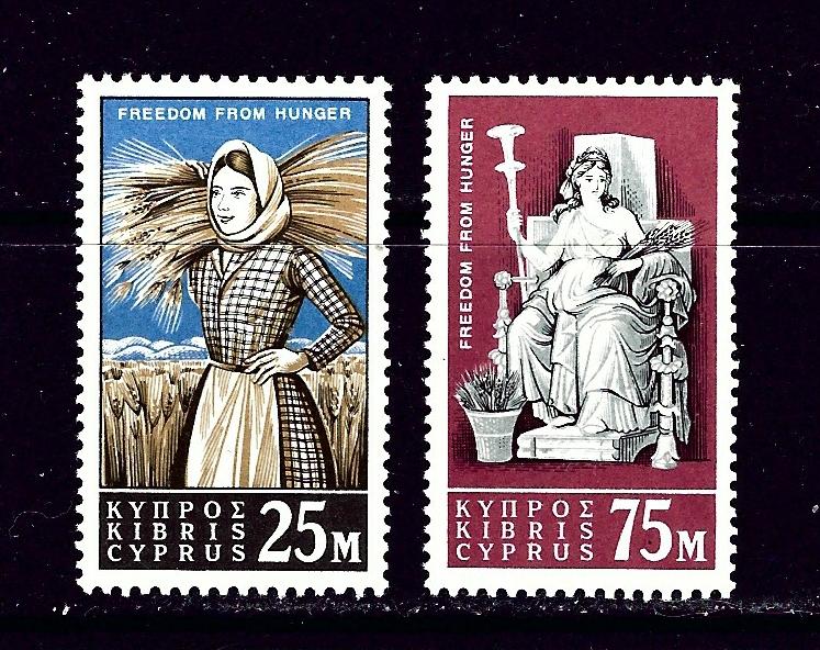 Cyprus 222-23 MNH 1963 Cypriot Farm Girl