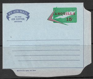 ANGUILLA 1968 15c MAP Aerogramme Air Letter HG FG4 Unused