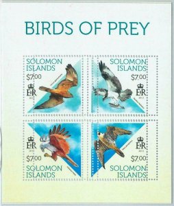 M1390 - SOLOMON ISLANDS - ERROR, 2013 MISSPERF SHEET: Birds of prey, Fauna