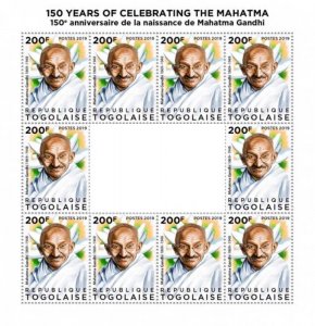 Togo - 2019 Indian Leader Mahatma Gandhi - 10 Stamp Sheet - TG190512c