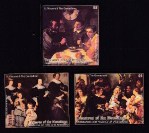 St Vincent 3415-3417 Paintings Souvenir Sheets MNH VF