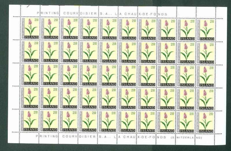 Iceland . Full Sheet  Unfolded. Mnh 1968 2.50 Kr.  Flowers IV. 