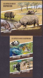 2018 Niger 5548-5551KL+5552/B811 Fauna Panda, Fish, Hippopotamus 26,00 €