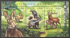 Lithuania 2017 Animals Rabbits Deer's Badger S/S Used / CTO