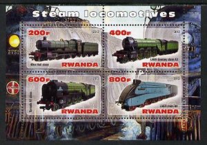 RWANDA - 2013 - Steam Locomotives #1 - Perf 4v Sheet - MNH - Private Issue