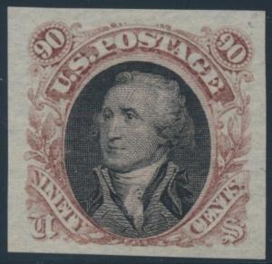 #122-E2b PLATE ESSAY WITH BLACK VIGNETTE ON STAMP PAPER, IMPERF BQ9596