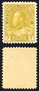 Canada SG209 7c Yellow-Ochre Very Fine U/M (MNH) Unitrade Cat 240