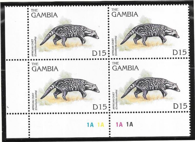 Gambia #1739  15d  African Wildlife  Margin Block of 4 (MNH) CV13.00