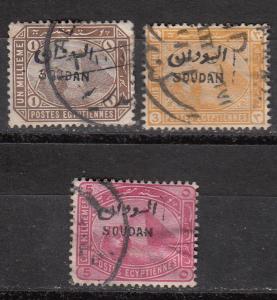 Sudan 3 Different Used F/VF 1897 SCV $6.60