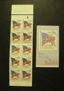 BK195, Scott 2593a, 29c Pledge Allegiance, MNH Complete Booklet of 10