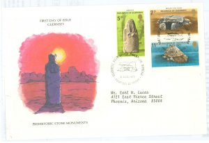 Guernsey 149-51 1977 Prehistoric Stone Monuments, Archeology, addressed, Postal Commerative Society FDC