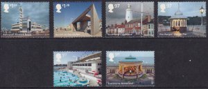 Sc# 3312 / 3317 GB Seaside Architecture 2014 complete set MNH CV $17.60