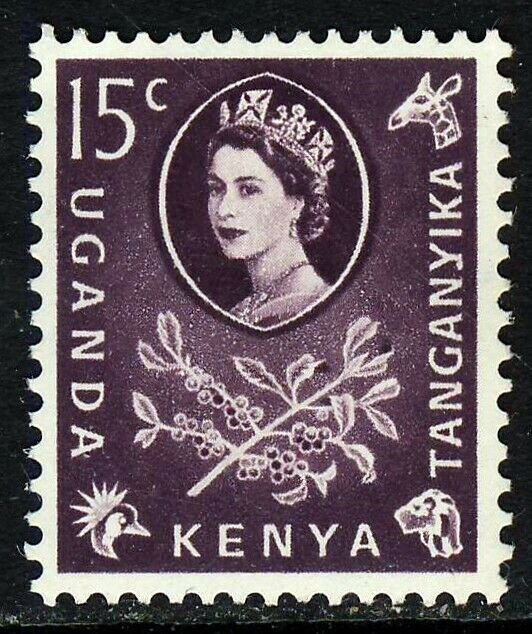 KENYA UGANDA & TANGANYIKA QE II 1960 15c. Purple SERIF VARIETY SG 185a MNH