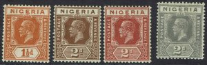 NIGERIA 1921 KGV 11/2D AND 2D IN 3 COLOURS WMK MULTI SCRIPT CA