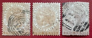 MALAYA Straits Settlements 1867-72 QV 2c CC Varieties Used SG#11 11a & 11b M5453