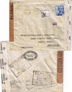 Spain 5c El Cid and 70c Franco c1945 [Madrid] to Sheffield, England.  Madrid ...