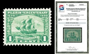 Scott 548 1920 1c Pilgrim Tercentenary Issue Graded XF 90 NH with PSE CERT