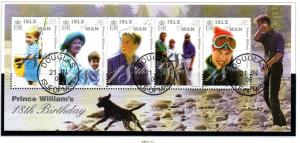 Isle of Man Sc 865 2000 Prince William 18 stamp sheet used