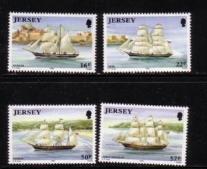 Jersey  Sc 596-9 1992 Jersey Sailing Ships stamps NH