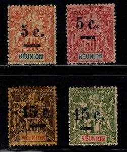 Reunion Scott 56-59 Mixed mint and used 1901 surcharged set