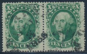 #35 HORIZONTAL PAIR VF-XF USED WITH 1859 DATE CANCEL BT769