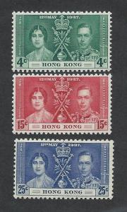 HONG KONG SC# 151-3 F-VF LH 1937