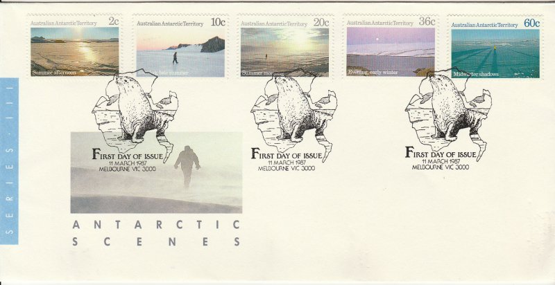 AUSTRALIAN ANTARTIC TERRITORY L60//L70. FDC 5 VALUES ISSUED THAT DAY. VF. (316)