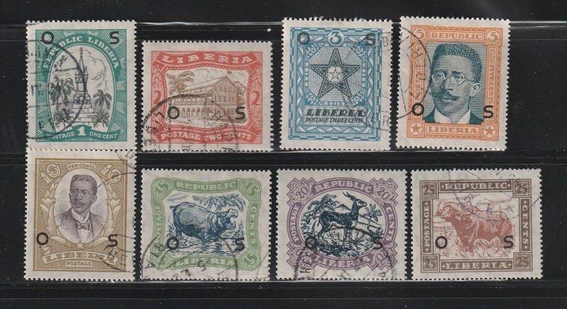 Liberia O141-O148 U Overprints (A)