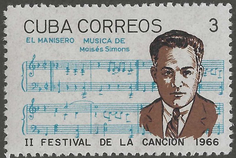 Cuba, stamp, Scott#1158, mint, never, hinged, 3, cents, Composers,
