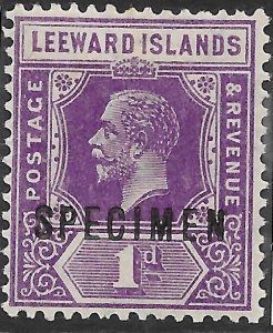 LEEWARD ISLANDS SG61s 1922 1d BRIGHT VIOLET OVPT SPECIMEN MTD MINT