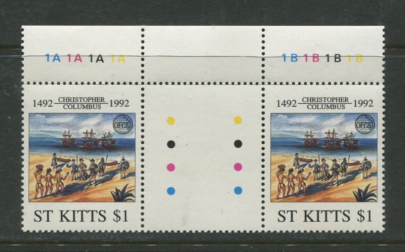 STAMP STATION PERTH St Kitts #341-342  Se-Tennent Pair MNH 1992