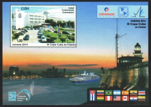 Cuba. 2014. bl 311. Tourism, hotel, lighthouse, ship. MNH.