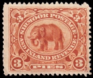 India - Sirmoor Scott 11 (1895) Mint H PG F, CV $5.45 Q