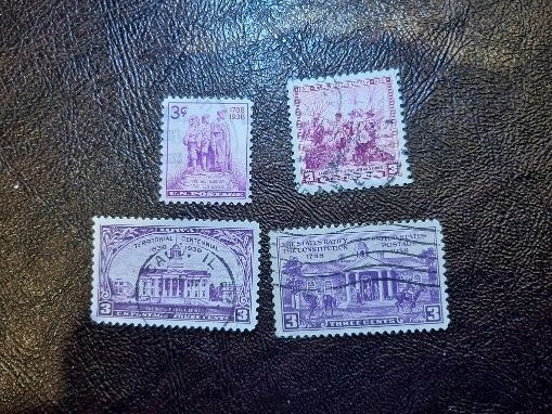 Scott #835-838; lot of 4 used stamps from 1938; sound, off paper, most VF.