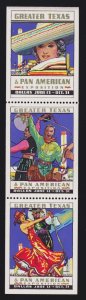 US 1937 Texas Pan-American Exposition Strip of 3 Cinderella/Poster Stamps OG NH