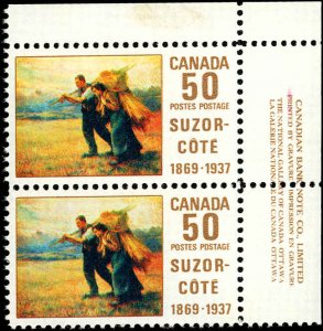 Canada Sc 492 VF/MNH* Corner Margin Pair - 1969 50¢ Suzor Cote -*See Descript