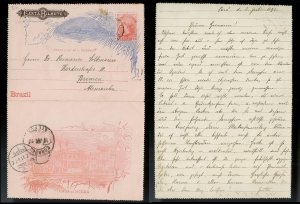 BRAZIL Letter Card Used 80 Reis to Germany c1893