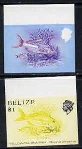 Belize 1984-88 Snapper fish $1 def imperf progressive mar...