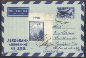 Austria 1958 Michel LF4 Airmail Aerogram Cover Frankfurt Germany G107992