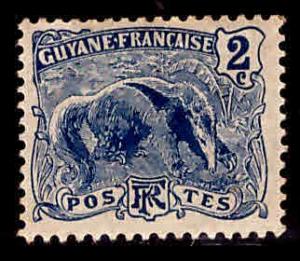 French Guiana Scott 52 anteater MH* stamp expect similar centering