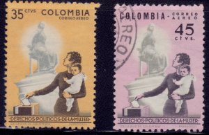 Colombia, 1962-63, Airmail, Women's Franchise, 35/45c, used**