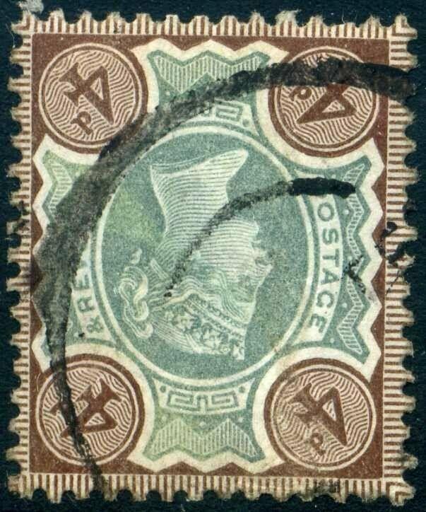 Watermark Inverted SG205 4d Green & Brown Fine Used c£600.00