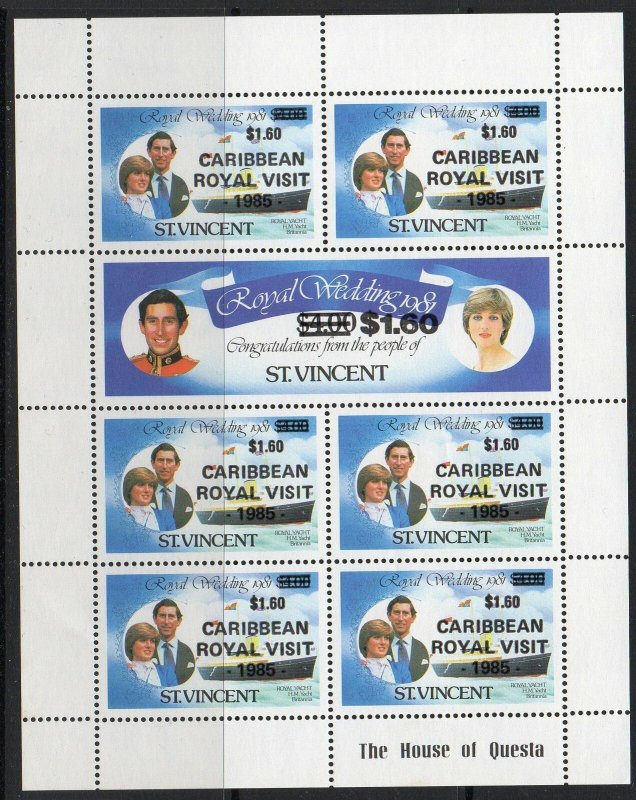 ST.VINCENT SG937a 1985 ROYAL VISIT MNH