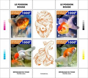 Chad - 2022 Goldfish on Stamps - 4 Stamp Sheet - TCH220212a