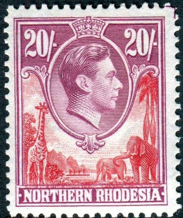 NORTHERN RHODESIA-1938-52 20/- Carmine-Red & Rose-Purple unmounted mint Sg 45