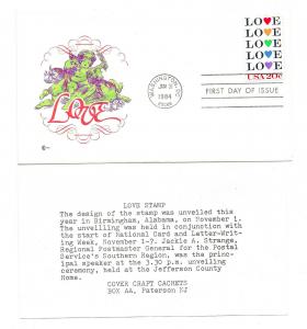 2072 Love stamp 1984, Cover Craft Cachets, CCC, FDC