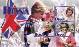 Dominica 2010 - Princess Diana Memorial - Sheet of 4 stamps - Scott #2752 - MNH