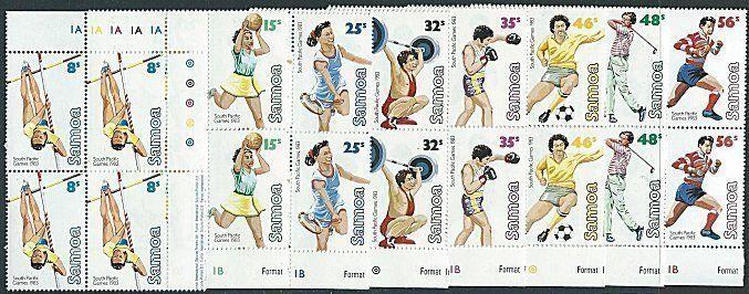 SAMOA 1983 Pacific Games set plate blocks of 4 MNH.........................41448