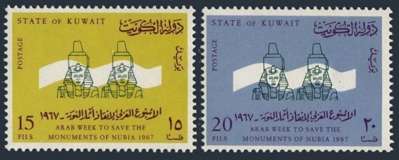 Kuwait 362-363, MNH. Michel 358-359. Arab Week to save Nubian Monuments, 1967.