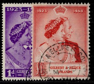 GILBERT AND ELLICE ISLANDS GVI SG57-58, 1949 RSW set, VERY FINE USED. Cat £26.